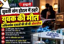 हल्द्वानी के होटल में युवक की संदिग्ध मौत: शक्तिवर्धक दवाओं के ओवरडोज की आशंका